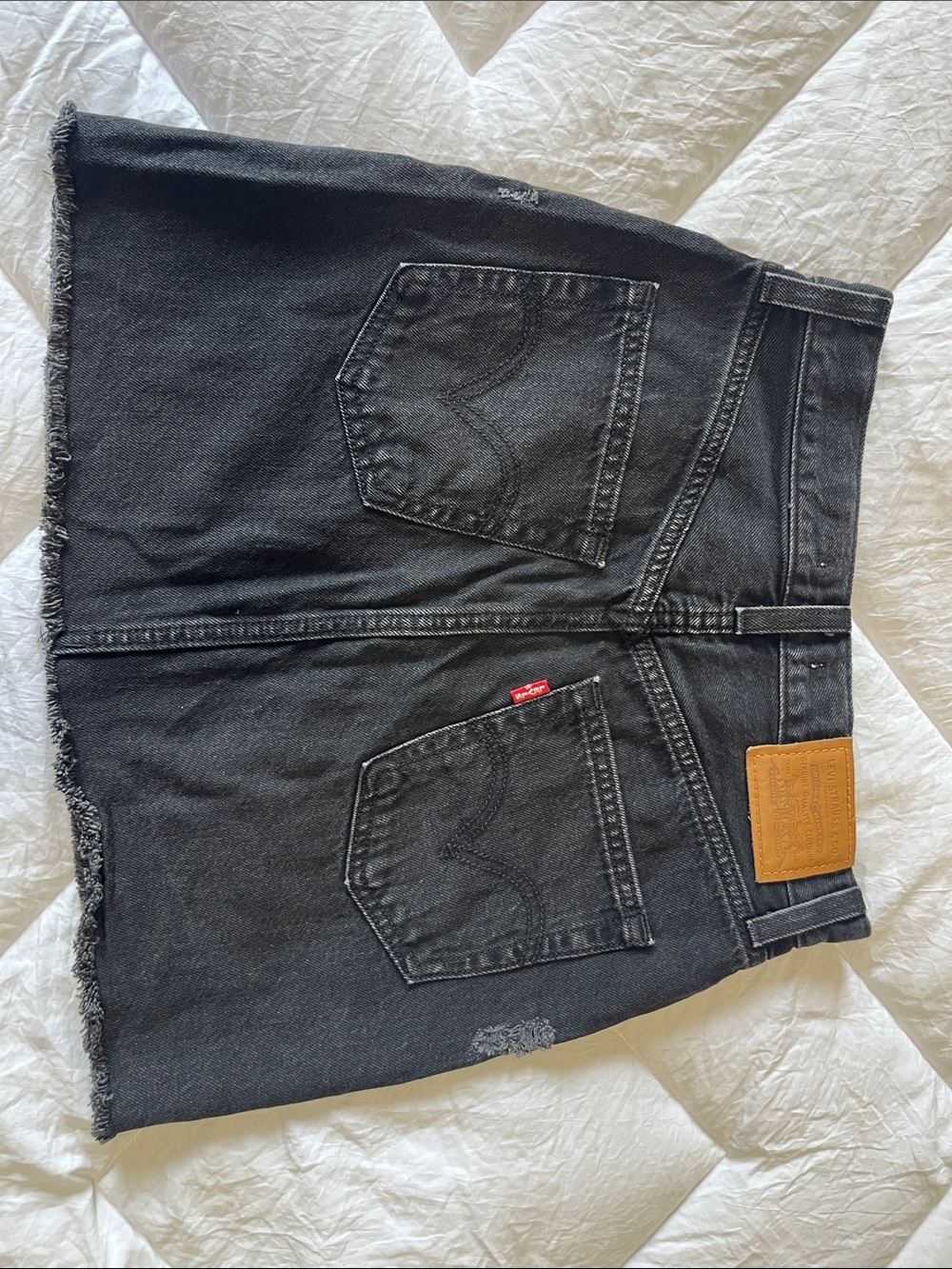 Levi's Black Denim Mini Skirt with Raw Hem